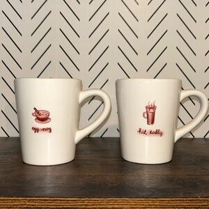 2 Williams Sonoma Ceramic 10oz Mugs Egg Nog Hot Toddy Holiday Christmas Winter